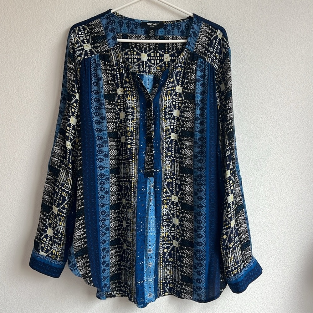 Nine West Multi Patterns Blue Tunic - image 3